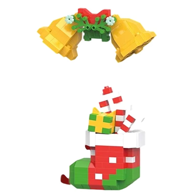 Christmas Gifts Micro Building Block Series Santa Claus Reindeer Puzzle Assembling Bricks Table Decoration Toys Children Kids