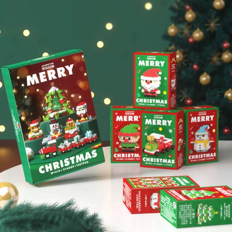 Christmas Gifts Micro Building Block Series Santa Claus Reindeer Puzzle Assembling Bricks Table Decoration Toys Children Kids