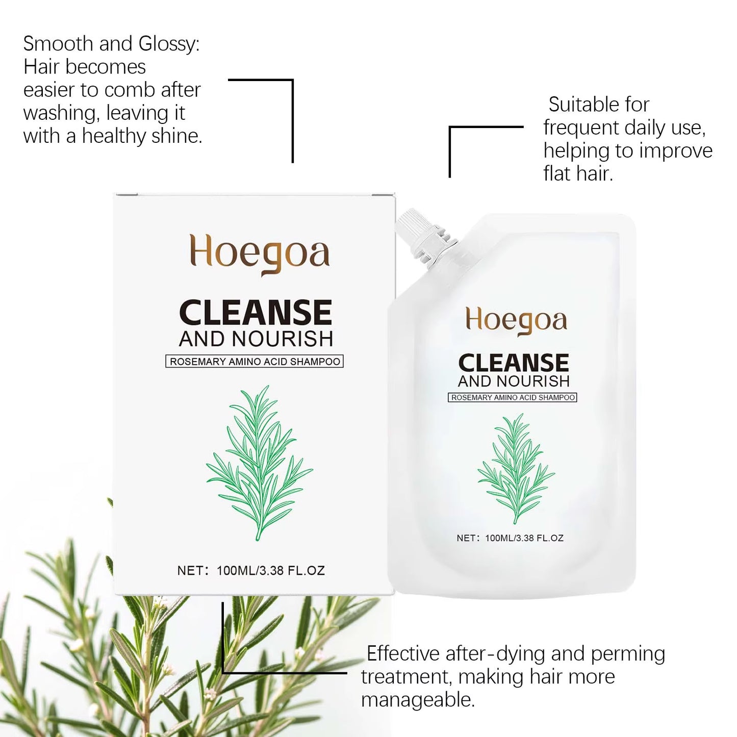Rosemary Shampoo Thickening Regrowth Strengthening Shampoo Deep Nourishing Scalp Cleaning Remove Dandruff Fluffy Dry Damage Care