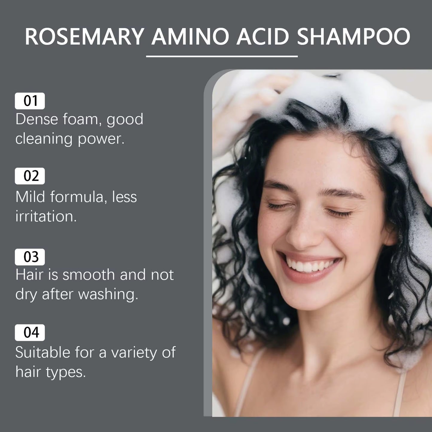 Rosemary Shampoo Thickening Regrowth Strengthening Shampoo Deep Nourishing Scalp Cleaning Remove Dandruff Fluffy Dry Damage Care