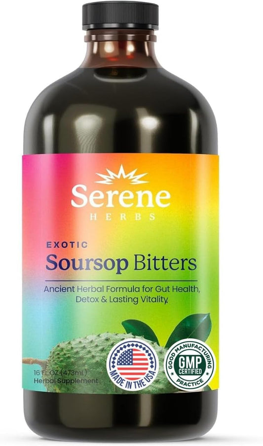 Soursop Bitters Liquid – Organic Herbal Detox with Black Seed, Moringa & Ginger by  – Supports Digestive Wellness & Immune Function – 16 Fl Oz​