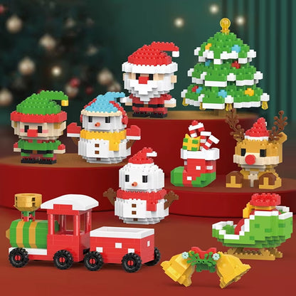 Christmas Gifts Micro Building Block Series Santa Claus Reindeer Puzzle Assembling Bricks Table Decoration Toys Children Kids