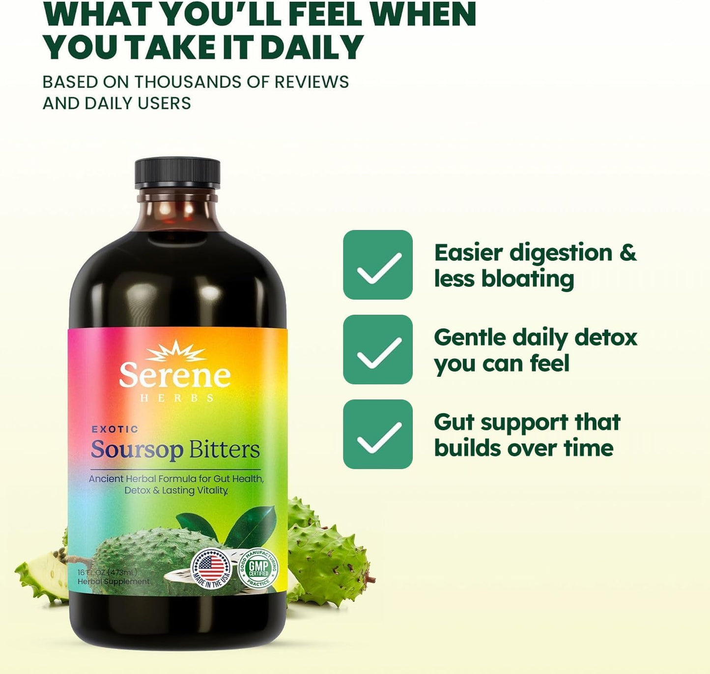 Soursop Bitters Liquid – Organic Herbal Detox with Black Seed, Moringa & Ginger by  – Supports Digestive Wellness & Immune Function – 16 Fl Oz​