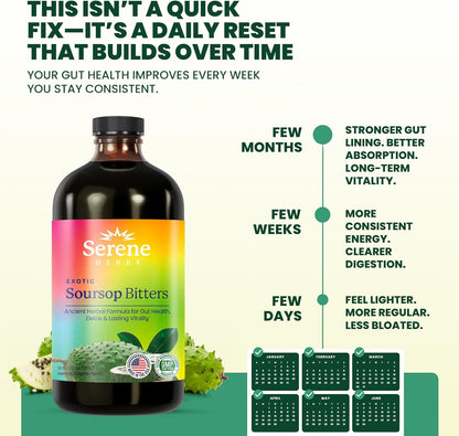 Soursop Bitters Liquid – Organic Herbal Detox with Black Seed, Moringa & Ginger by  – Supports Digestive Wellness & Immune Function – 16 Fl Oz​