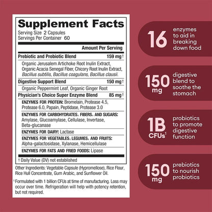 Organic Digestive Enzyme Supplement - Promotes Nutrient Absorption, Digestion and Intestinal Health for Adults Men and Women