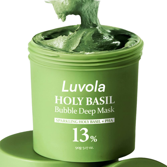 Holy Basil Bubble Deep Mask – Holy Basil & Carbonated Water for Cleansing Pores & Blackheads, Korean Clay to Bubble Wash-Off Pack (90G / 3.17 Oz)