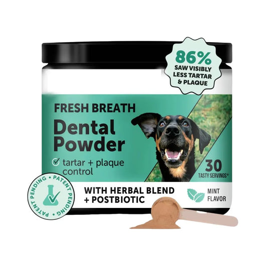 Pet Dental Powder Reduces Tartar and Calculus. Dog and Cat Dental Powder Cleans the Mouth and Eliminates Bad Breath