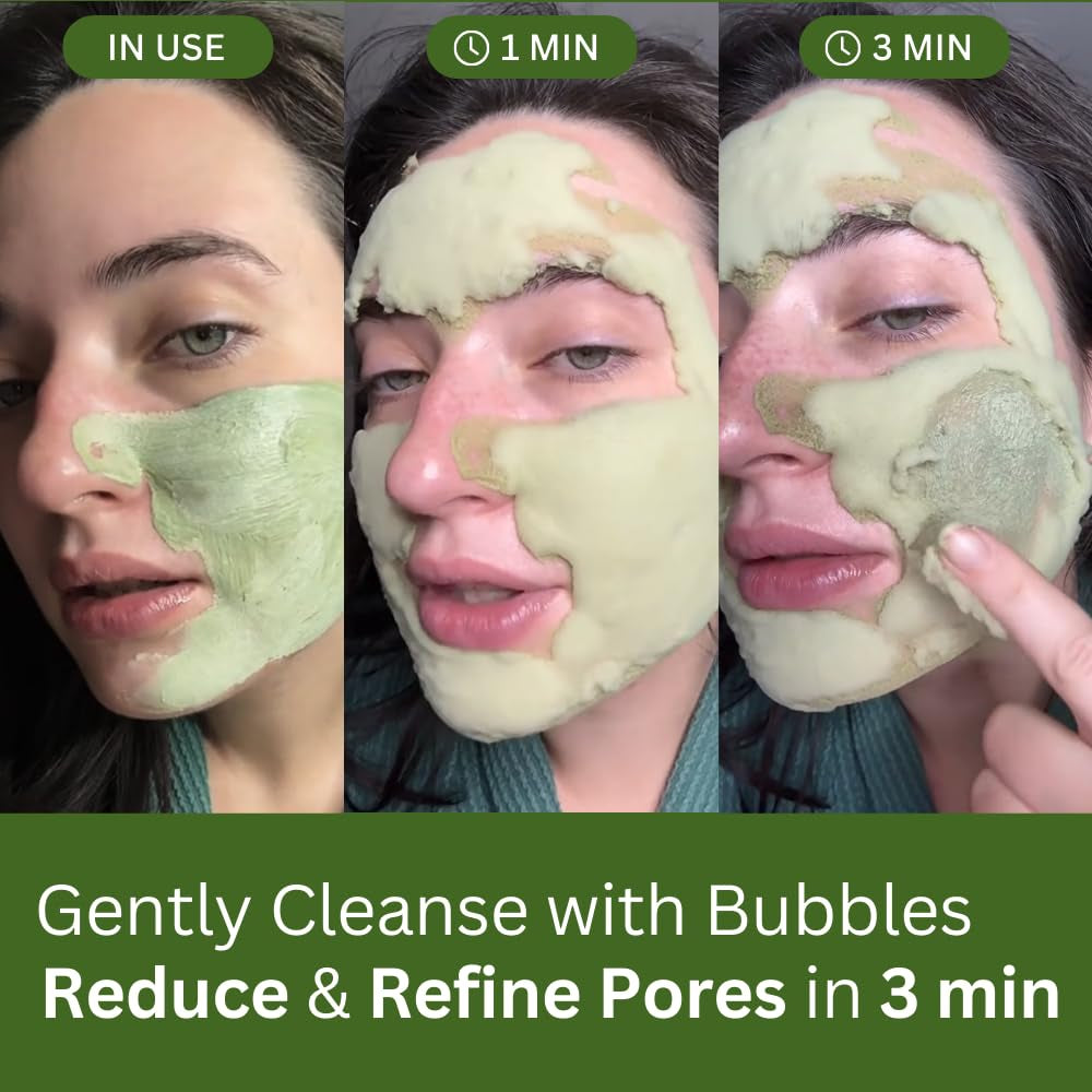 Holy Basil Bubble Deep Mask – Holy Basil & Carbonated Water for Cleansing Pores & Blackheads, Korean Clay to Bubble Wash-Off Pack (90G / 3.17 Oz)