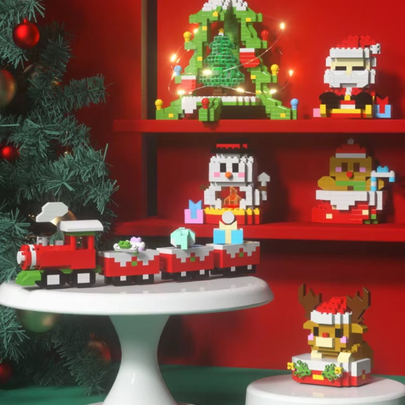 Christmas Gifts Micro Building Block Series Santa Claus Reindeer Puzzle Assembling Bricks Table Decoration Toys Children Kids