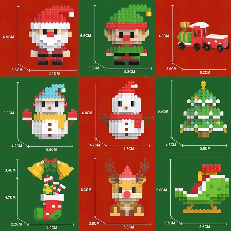 Christmas Gifts Micro Building Block Series Santa Claus Reindeer Puzzle Assembling Bricks Table Decoration Toys Children Kids